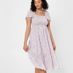 NWT Nasty Gal Square Neck Puff Sleeve Midi Dress